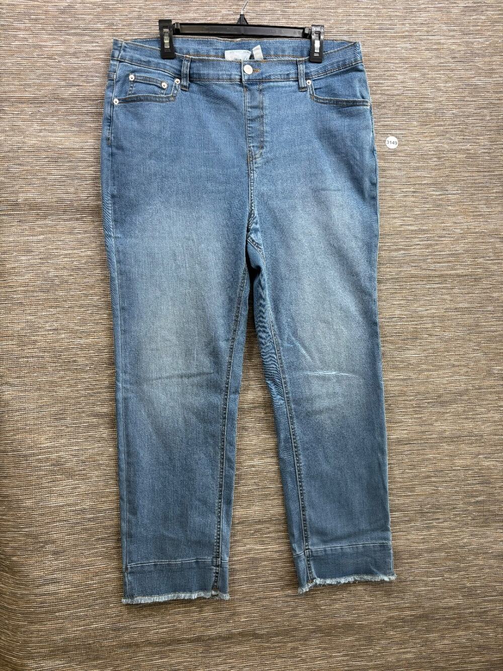 Denim & Co. Easy Stretch Regular Jeans Womens Size 18W Blue with Wide Hem NEW